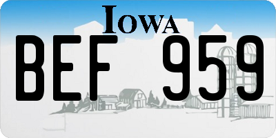 IA license plate BEF959