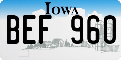 IA license plate BEF960