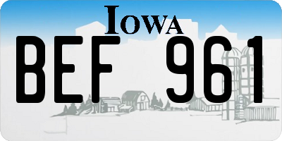 IA license plate BEF961