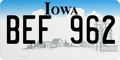 IA license plate BEF962