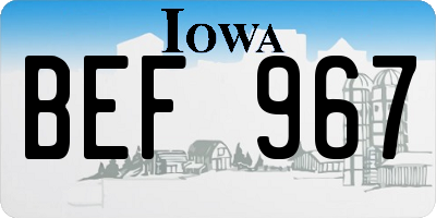 IA license plate BEF967