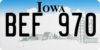 IA license plate BEF970