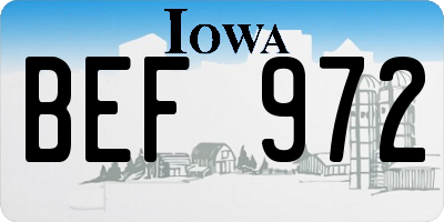 IA license plate BEF972