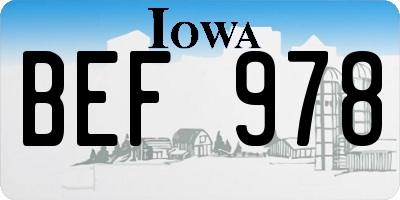 IA license plate BEF978