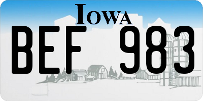 IA license plate BEF983