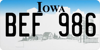 IA license plate BEF986