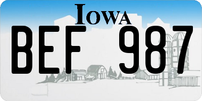 IA license plate BEF987