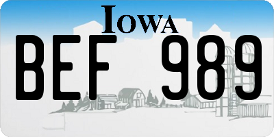 IA license plate BEF989