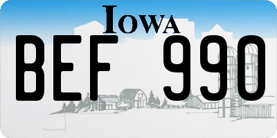 IA license plate BEF990