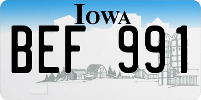 IA license plate BEF991