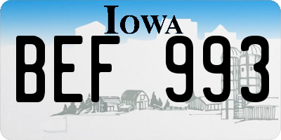 IA license plate BEF993