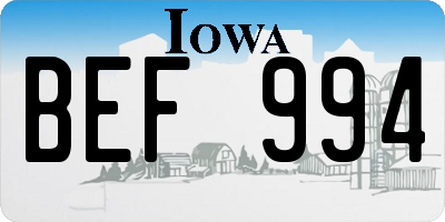 IA license plate BEF994