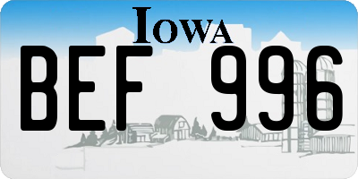 IA license plate BEF996