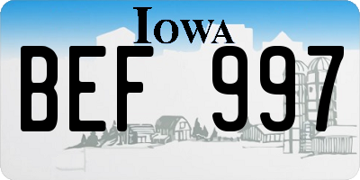 IA license plate BEF997