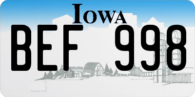 IA license plate BEF998