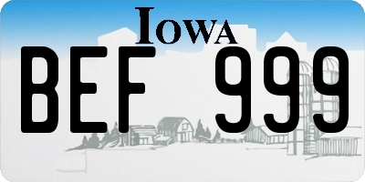 IA license plate BEF999