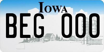 IA license plate BEG000
