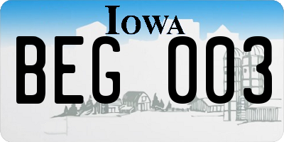 IA license plate BEG003