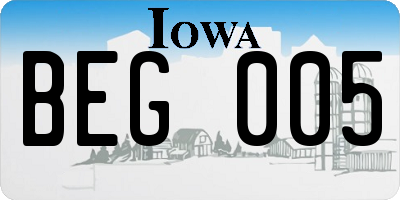 IA license plate BEG005