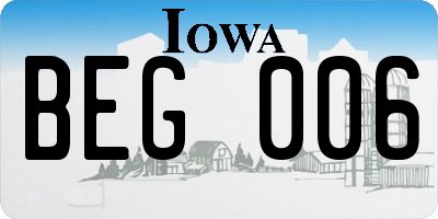 IA license plate BEG006
