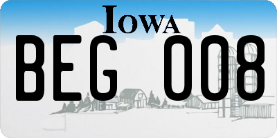 IA license plate BEG008