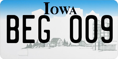 IA license plate BEG009