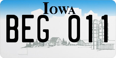 IA license plate BEG011
