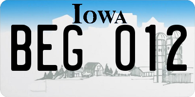 IA license plate BEG012