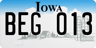 IA license plate BEG013