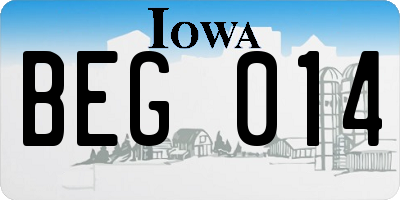 IA license plate BEG014