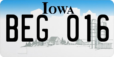 IA license plate BEG016