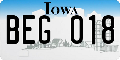 IA license plate BEG018