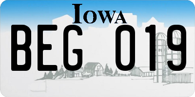 IA license plate BEG019