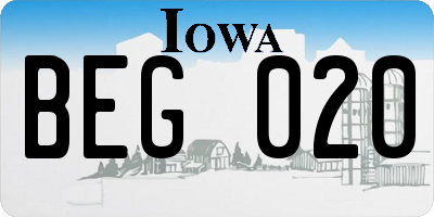 IA license plate BEG020