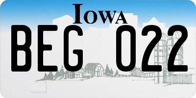 IA license plate BEG022