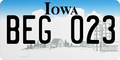 IA license plate BEG023