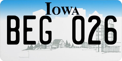 IA license plate BEG026