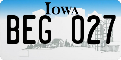 IA license plate BEG027