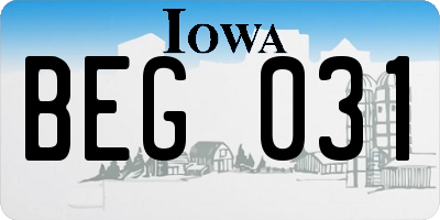 IA license plate BEG031