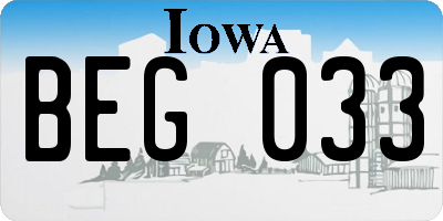 IA license plate BEG033