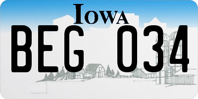 IA license plate BEG034