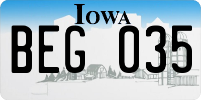 IA license plate BEG035