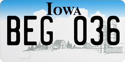 IA license plate BEG036