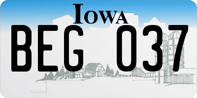 IA license plate BEG037