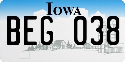 IA license plate BEG038