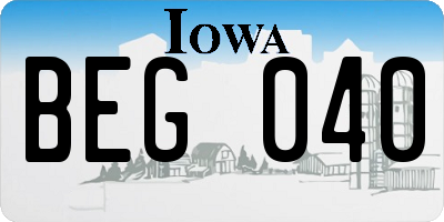 IA license plate BEG040