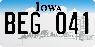 IA license plate BEG041