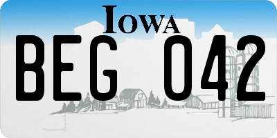IA license plate BEG042