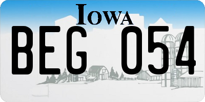 IA license plate BEG054