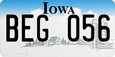 IA license plate BEG056